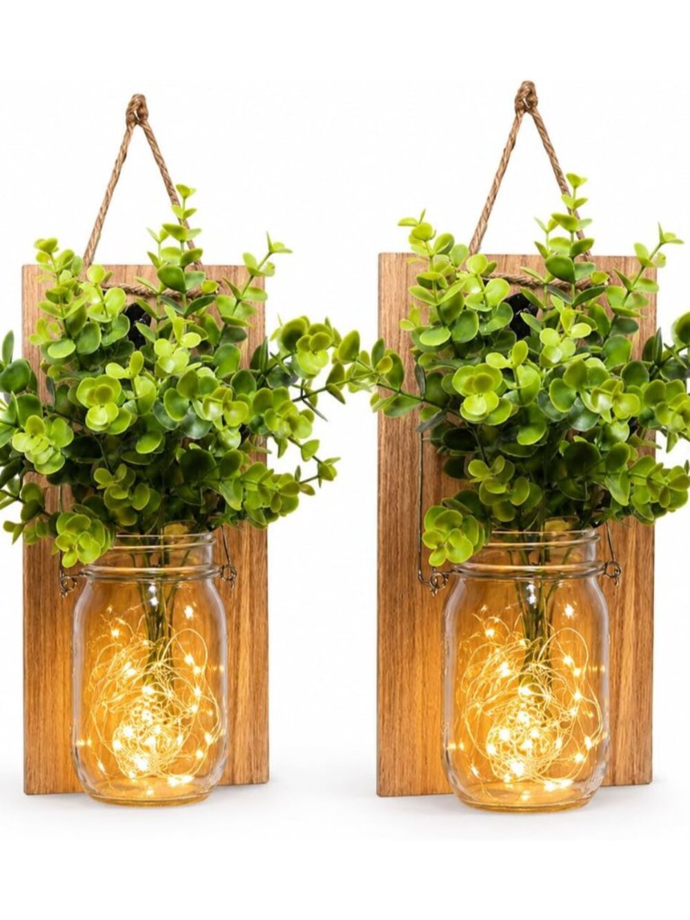 Rustic Wall Sconces, Mason Jar Sconces, Farmhouse Home Decor, LED Fairy Lights,